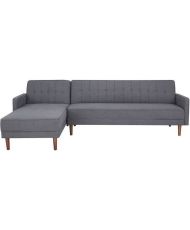 Canapé d'angle convertible 3 places réversible - Tissu gris foncé - Pieds en bois - 286 x 169 x 80 cm - IMANIA