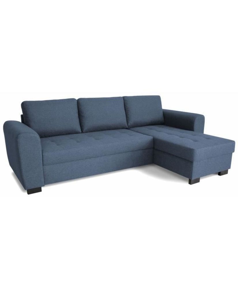 Canapé d'angle fixe réversible 4 places - Tissu Bleu - 245 x 150 x 86 cm Canapé d'angle fixe réversible 4 places - Tissu Bleu - 245 x 150 x 86 cm