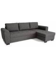 Canapé d'angle fixe réversible 4 places - Tissu Anthracite - 245 x 150 x 86 cm 