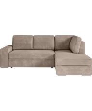 Divano ad angolo destro trasformabile a 4 posti ARTEMIS - Velluto a coste greige - 246 x 174 x 96 cm