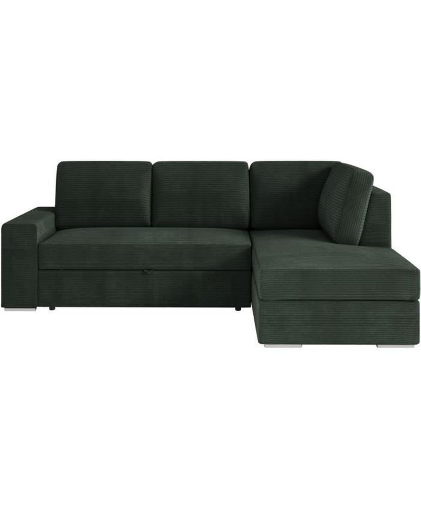 Canapé d'angle droit convertible ARTEMIS 4 places - Velours côtelé vert foncé - 246 x 174 x 96 cm Canapé d'angle droit convertible ARTEMIS 4 places - Velours côtelé vert foncé - 246 x 174 x 96 cm