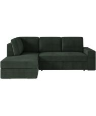 Canapé d'angle gauche convertible ARTEMIS 4 places - Velours côtelé vert foncé - 246 x 174 x 96 cm
