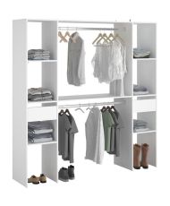 ARTIC EKIPA Ankleidezimmer-Set – weißes Melamin – 2 Kleiderschränke + 2 Schubladen – 176 x 40 x 180 cm