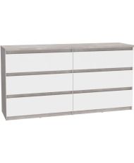 Cassettiera a 6 cassetti CHELSEA - Colore bianco/cemento chiaro - 154 x 42,2 x 79,9 cm