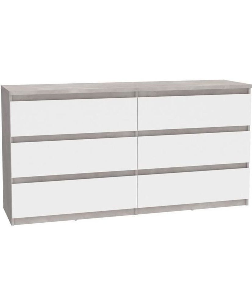 Cassettiera a 6 cassetti CHELSEA - Colore bianco/cemento chiaro - 154 x 42,2 x 79,9 cm Cassettiera a 6 cassetti CHELSEA - Colore bianco/cemento chiaro - 154 x 42,2 x 79,9 cm