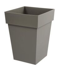 Mittelhoher quadratischer Blumentopf – 39 x 39 x 53 cm – 51 L – Taupe