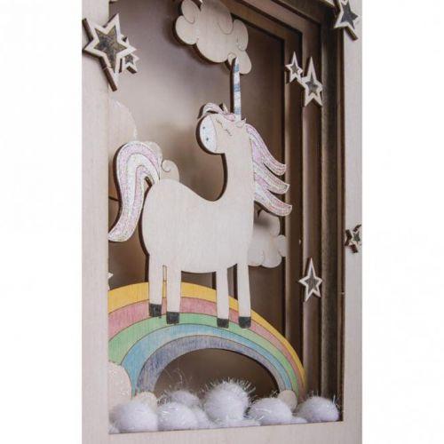Cadre décoratif en bois à motif 3D - 20 x 30 x 6,5 cm - Licorne
