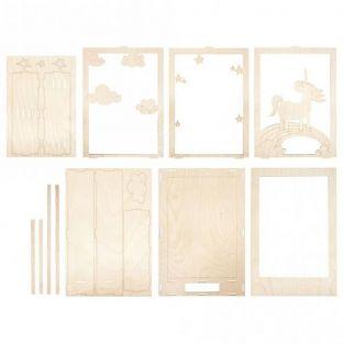 Marco de madera con escena 3D - 20 x 30 x 6,5 cm - Unicornio