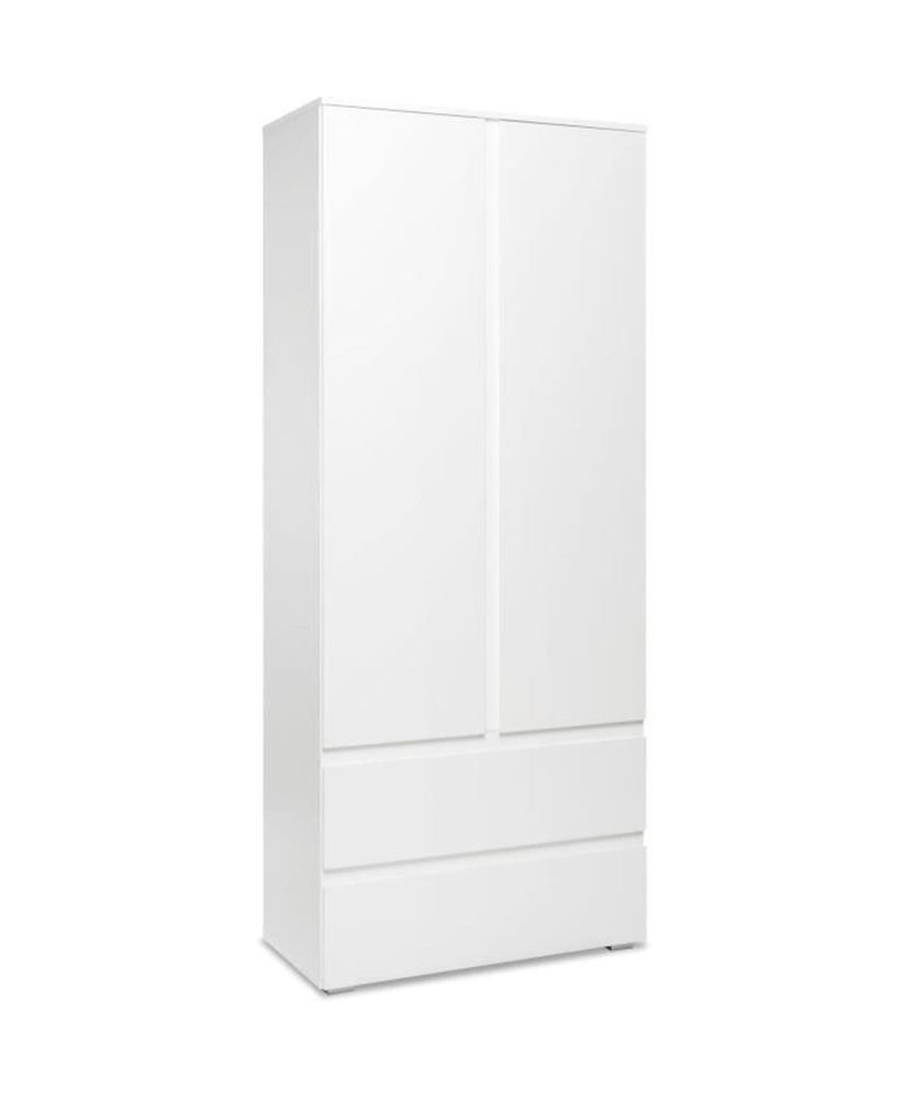 IMAGE7 Schrank – 2 Türen + 2 Schubladen – Mattweiß – 80 x 191 x 40 cm IMAGE7 Schrank – 2 Türen + 2 Schubladen – Mattweiß – 80 x 191 x 40 cm