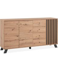 MEDAN Esszimmer-Sideboard – Artisan-Eiche und Anthrazit – 3 Türen + 4 Schubladen – 160 x 85 x 40 cm