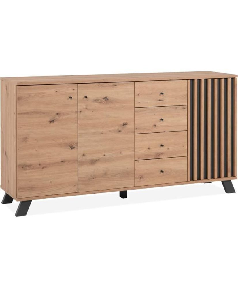 Buffet salle à manger MEDAN - chêne artisan et anthracite - 3 portes + 4 tiroirs - 160 x 85 x 40 cm Buffet salle à manger MEDAN - chêne artisan et anthracite - 3 portes + 4 tiroirs - 160 x 85 x 40 cm
