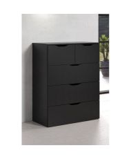Cassettiera BASIX - 5 cassetti - Nero opaco - 80 x 40 x 101 cm