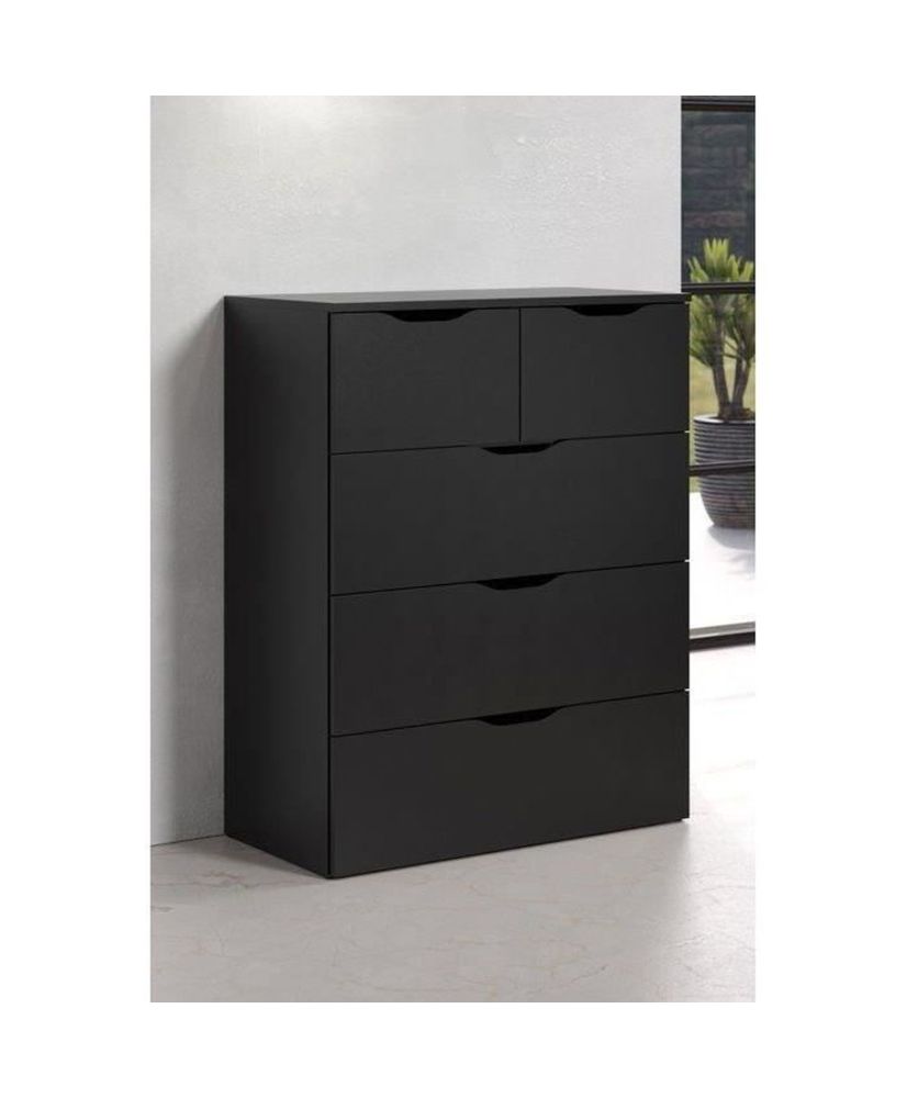 Cassettiera BASIX - 5 cassetti - Nero opaco - 80 x 40 x 101 cm Cassettiera BASIX - 5 cassetti - Nero opaco - 80 x 40 x 101 cm