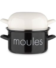 Marmite à moule BAUMALU 20 cm - moules - Couvercle blanc - Noir