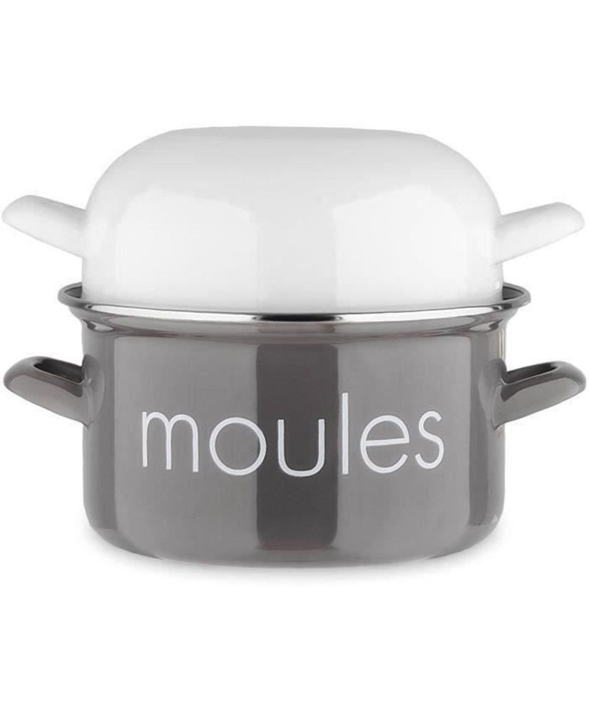 BAUMALU mold pot 22 cm - mussels - White lid - Gray BAUMALU mold pot 22 cm - mussels - White lid - Gray