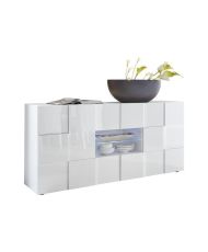 MILANO Sideboard – glänzend weiß lackiert – 2 Türen, 2 Schubladen – 181 x 43 x 84 cm