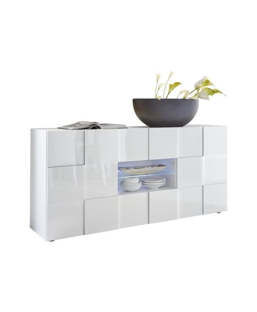 MILANO Sideboard – glänzend weiß lackiert – 2 Türen, 2 Schubladen – 181 x 43 x 84 cm MILANO Sideboard – glänzend weiß lackiert – 2 Türen, 2 Schubladen – 181 x 43 x 84 cm