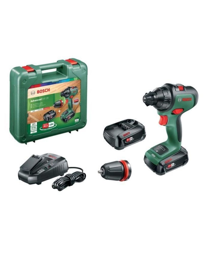 Perceuse-visseuse sans-fil Bosch - Livrée avec 2 batteries 18V-2,5Ah et un chargeur. Perceuse-visseuse sans-fil Bosch - Livrée avec 2 batteries 18V-2,5Ah et un chargeur.