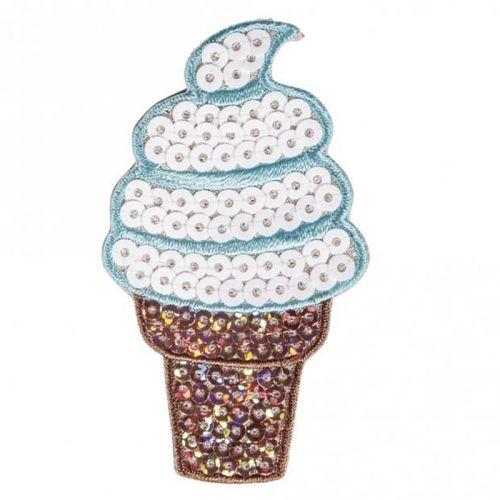 Patch thermocollant avec strass 4 x 6,8 cm - Cornet à glace Patch thermocollant avec strass 4 x 6,8 cm - Cornet à glace