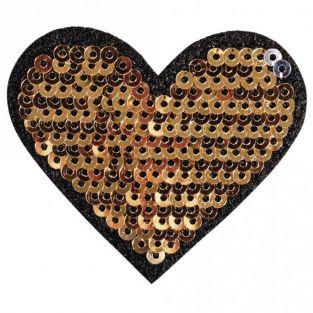 Iron-on patch with rhinestones 5 x 4.5 cm - Heart