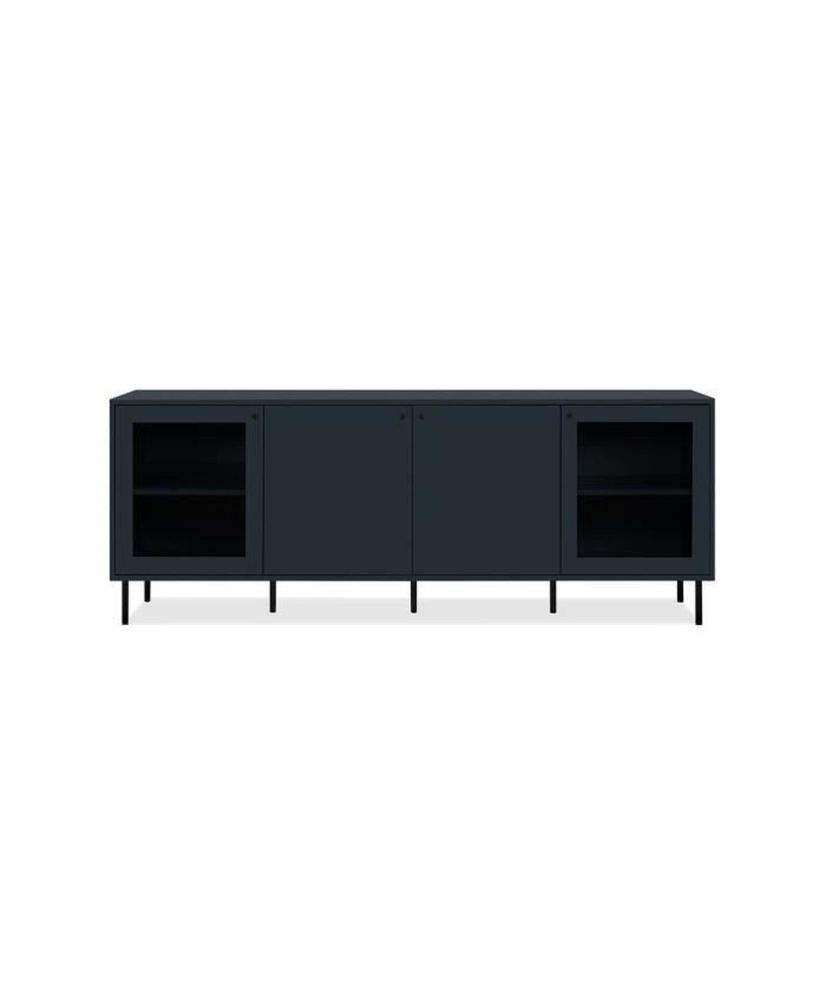 TV-Schrank - CARACAS - 180 x 68 x 40 cm - 2 Glastüren + 2 Türen - Marineblau TV-Schrank - CARACAS - 180 x 68 x 40 cm - 2 Glastüren + 2 Türen - Marineblau