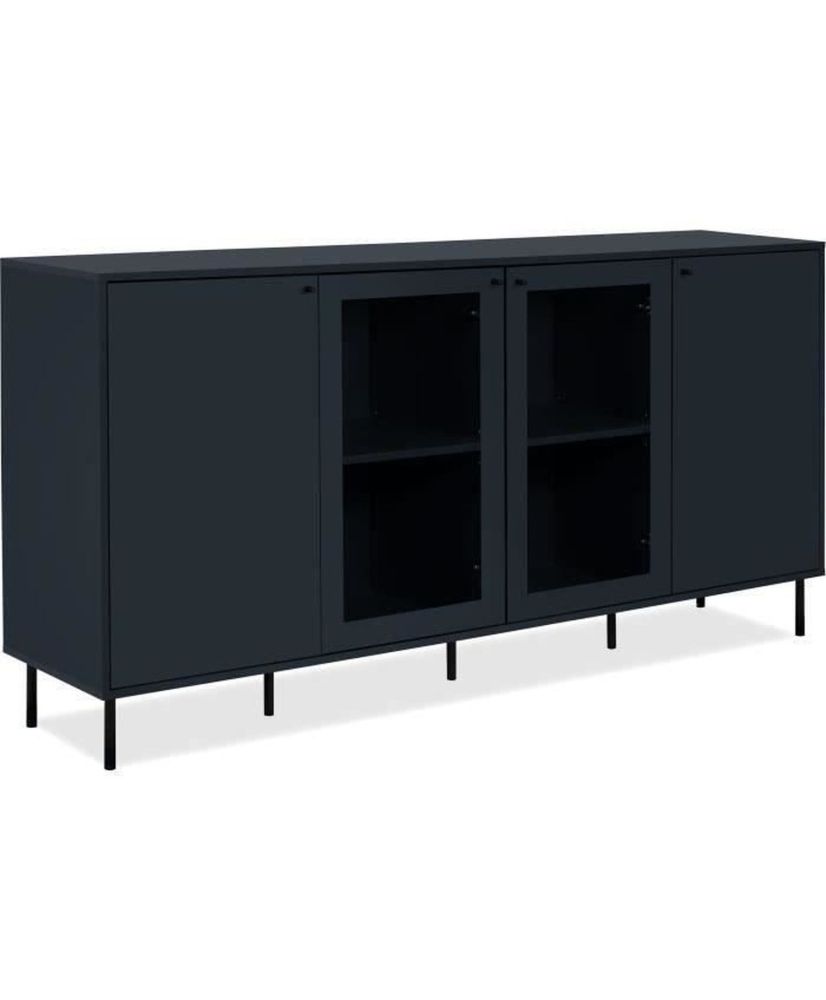 Buffet bas - CARACAS - bleu navy - 2 portes vitrées + 2 portes - 180 x 90 x 40 cm Buffet bas - CARACAS - bleu navy - 2 portes vitrées + 2 portes - 180 x 90 x 40 cm