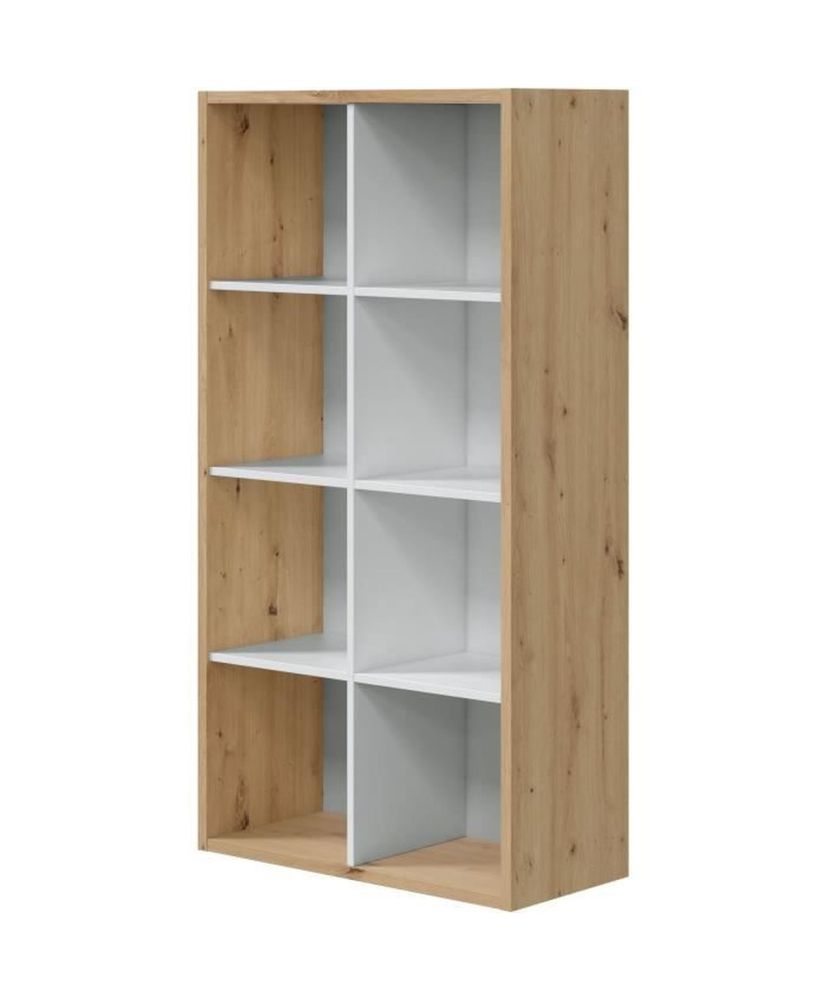 Libreria scaffale NOA - Bianco e rovere - 8 scomparti - 137 x 71,5 x 33 cm Libreria scaffale NOA - Bianco e rovere - 8 scomparti - 137 x 71,5 x 33 cm