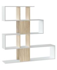 Libreria a scaffali ZIGZAG - rovere e bianco - 3 livelli - 145 x 145 x 28 cm