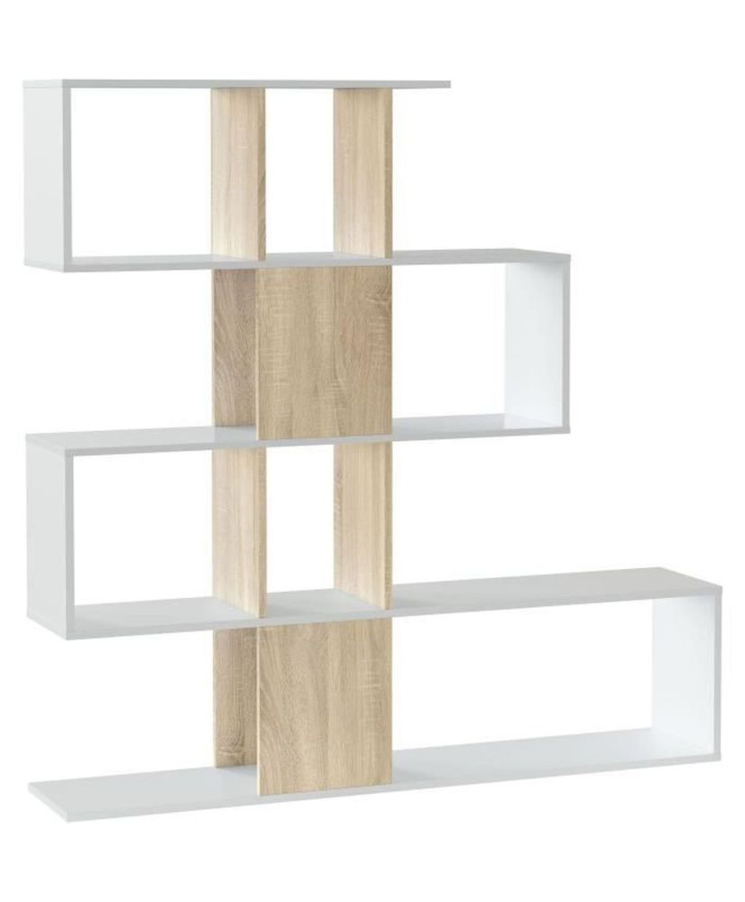 Libreria a scaffali ZIGZAG - rovere e bianco - 3 livelli - 145 x 145 x 28 cm Libreria a scaffali ZIGZAG - rovere e bianco - 3 livelli - 145 x 145 x 28 cm