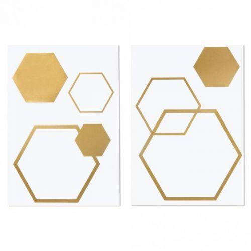 Transfert 6 hexagones dorés thermocollants à repasser Transfert 6 hexagones dorés thermocollants à repasser