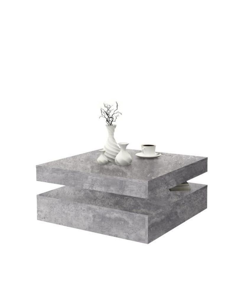 Table basse carrée pivotante - Panneau de particules - béton gris clair - Classique - 78 x 78 x 35,4 cm Table basse carrée pivotante - Panneau de particules - béton gris clair - Classique - 78 x 78 x 35,4 cm