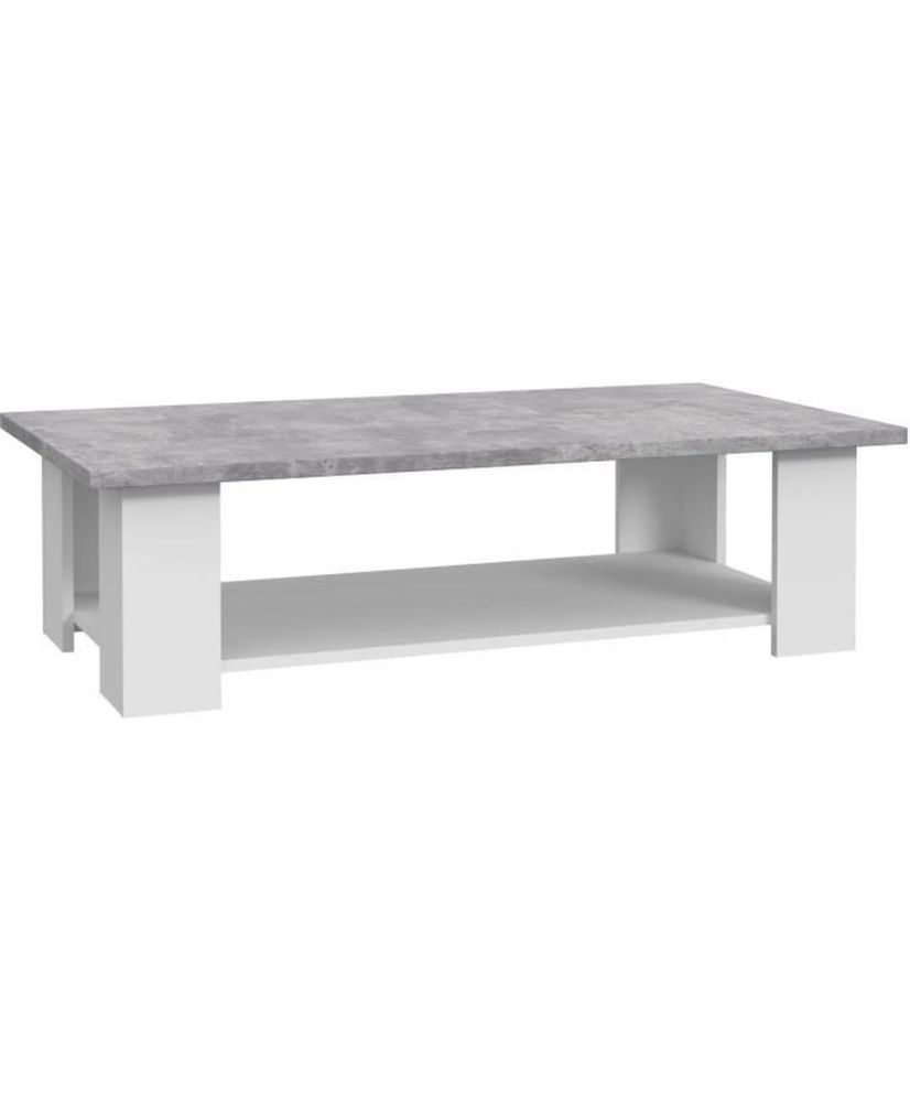 PILVI Couchtisch 2 Tabletts – Melaminpartikel – Weißer und heller Beton – 110 x 60 x 31 cm PILVI Couchtisch 2 Tabletts – Melaminpartikel – Weißer und heller Beton – 110 x 60 x 31 cm