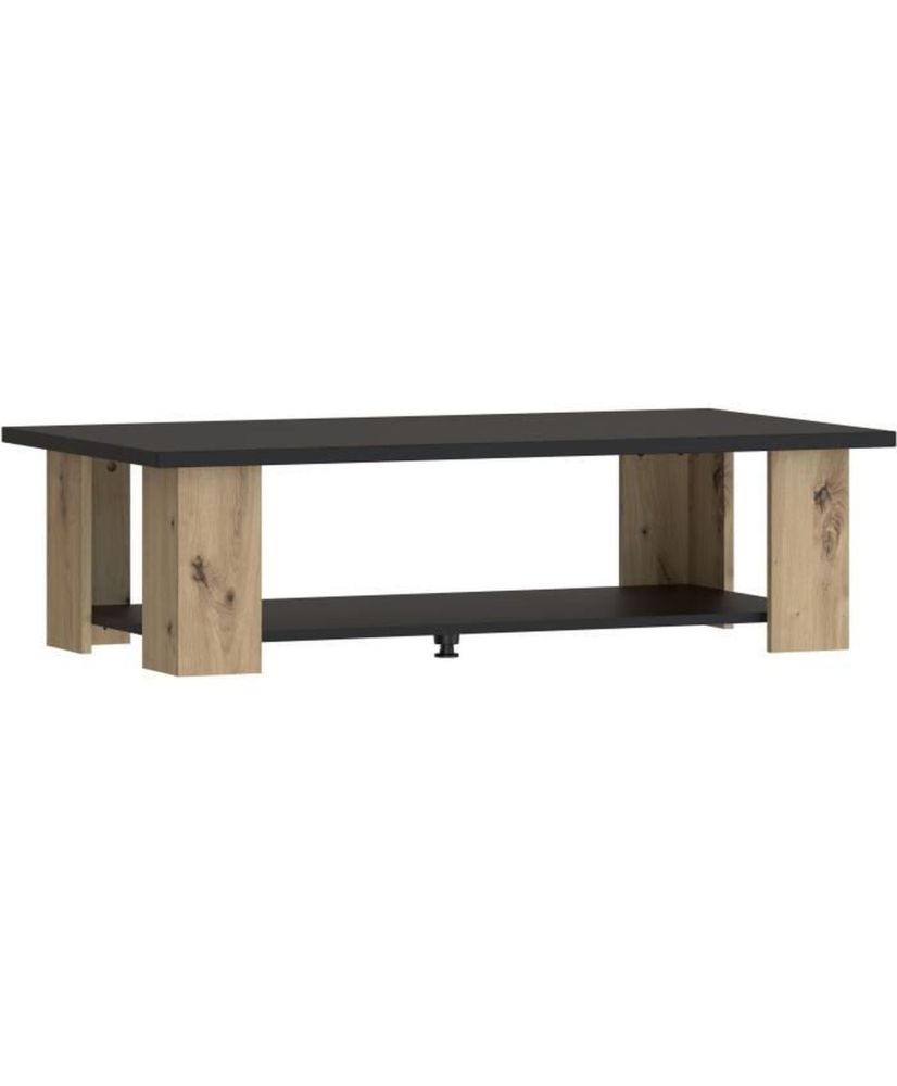 PILVI Couchtisch 2 Tabletts – Melaminpartikel – Eiche und Schwarz – 110 x 60 x 31 cm PILVI Couchtisch 2 Tabletts – Melaminpartikel – Eiche und Schwarz – 110 x 60 x 31 cm