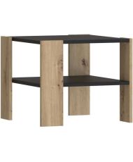 PILVI Couchtisch 2 Tabletts – Melaminpartikel – Eiche und Schwarz – 55 x 55 x 45 cm