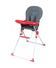 BAMBISOL fixed high chair Gray and red - PVC seat - Removable and adjustable shelf