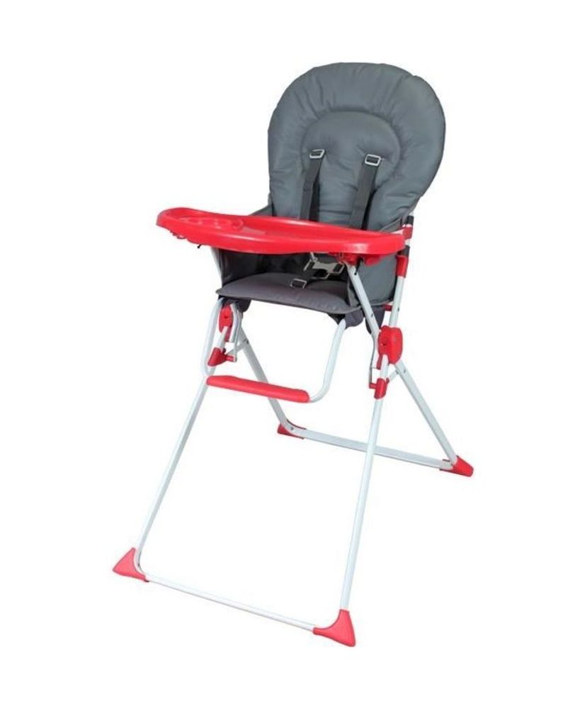 BAMBISOL fixed high chair Gray and red - PVC seat - Removable and adjustable shelf BAMBISOL fixed high chair Gray and red - PVC seat - Removable and adjustable shelf