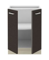 Meuble bas - 2 Portes battantes - Mélaminé - chêne foncé - 60 x 52 x 82 cm