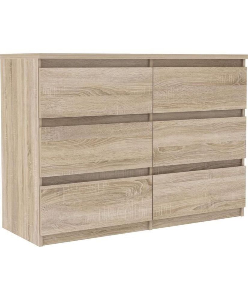 CHELSEA Kommode 6 Schubladen – 110 x 42 x 80 – Sonoma-Eiche CHELSEA Kommode 6 Schubladen – 110 x 42 x 80 – Sonoma-Eiche