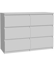 Commode CHELSEA 6 tiroirs - 110 x 42 x 80 - blanc mat
