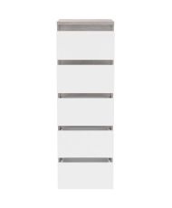CHELSEA Kommode 5 Schubladen – 41,8 cm – KILOX helle Betonoptik und Mattweiß