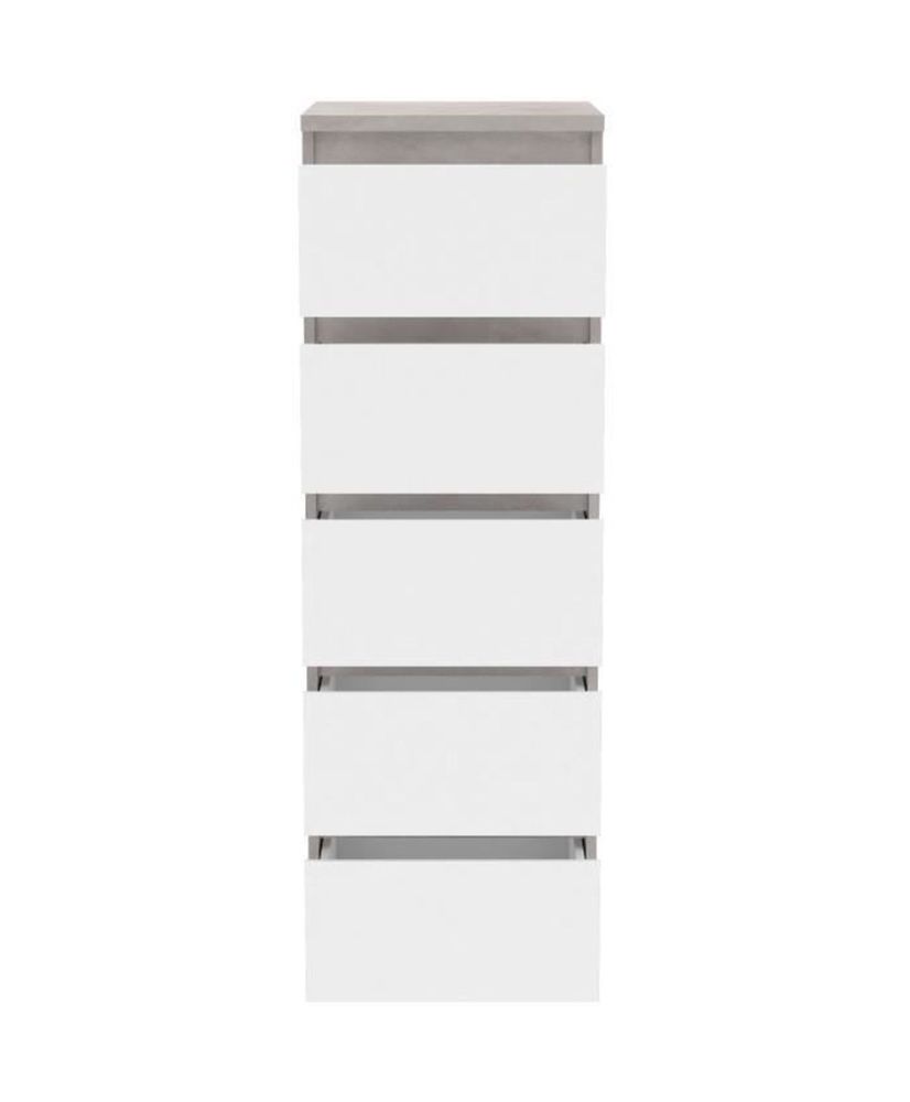 CHELSEA Kommode 5 Schubladen – 41,8 cm – KILOX helle Betonoptik und Mattweiß CHELSEA Kommode 5 Schubladen – 41,8 cm – KILOX helle Betonoptik und Mattweiß