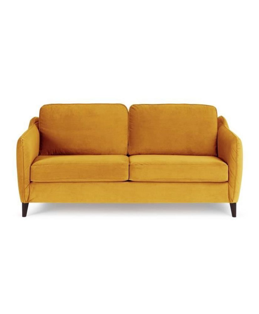 Divano trasformabile a 3 posti HEXAGONE - Velluto ocra - Express Sleeping - 182 x 85 x 97 cm - CLYDE Divano trasformabile a 3 posti HEXAGONE - Velluto ocra - Express Sleeping - 182 x 85 x 97 cm - CLYDE