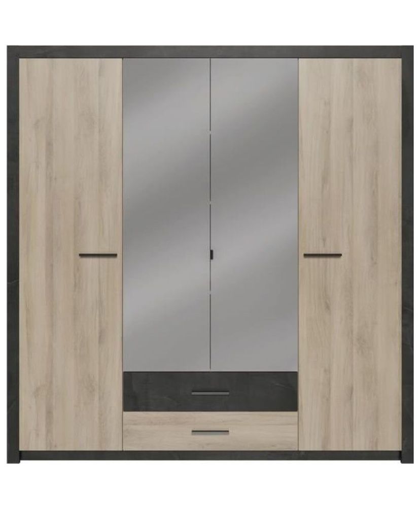 Kleiderschrank – Kronberg-Eiche – 4 Türen und 2 Schubladen – Schlafzimmer – 198 x 203,1 x 56,6 cm Kleiderschrank – Kronberg-Eiche – 4 Türen und 2 Schubladen – Schlafzimmer – 198 x 203,1 x 56,6 cm