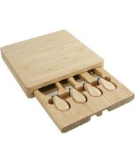 Planche à découper + 4 accessoires à fromages-23 x 23 X 3,5 cm