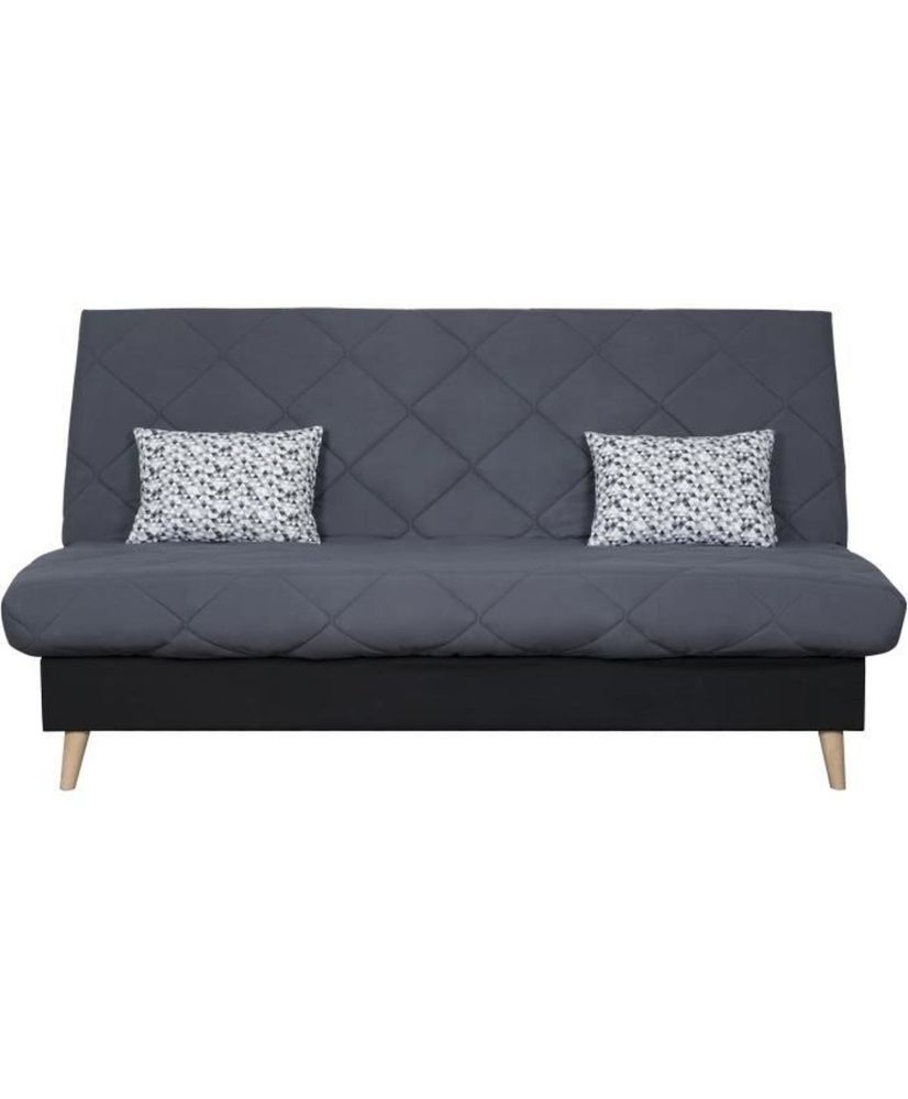 Banquette clic clac 3 places DAKOTA - Tissu gris - 189 x 94 x 100 cm - Couchage 120 x 190 cm - DUNLOPILLO Banquette clic clac 3 places DAKOTA - Tissu gris - 189 x 94 x 100 cm - Couchage 120 x 190 cm - DUNLOPILLO