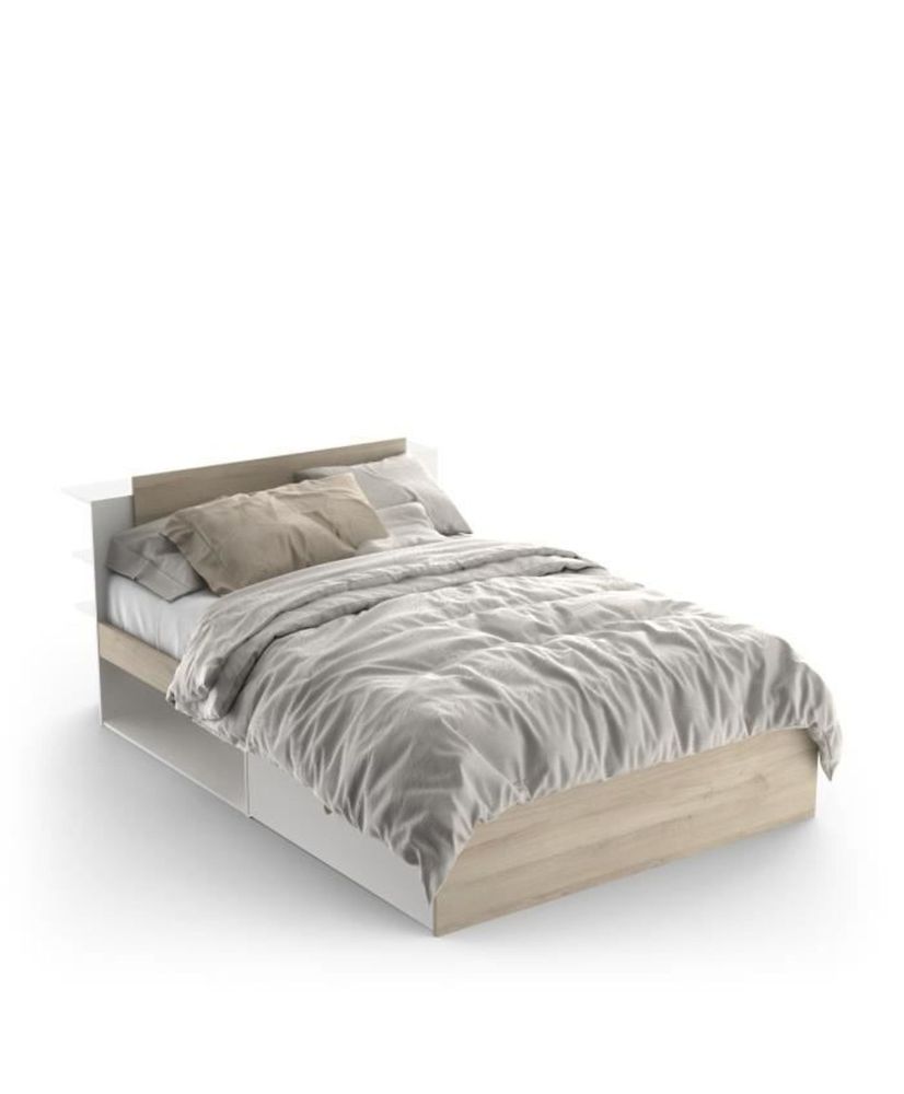 LIFE-Bett für Erwachsene 140 x 190/200 – Stauraum – Eiche und Weiß LIFE-Bett für Erwachsene 140 x 190/200 – Stauraum – Eiche und Weiß