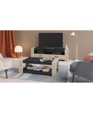 Ensemble salon SHEFFIELD composé de : Table basse double plateau supérieur et inférieur + Meuble TV 2 tiroirs 