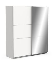  Mattweißer Kleiderschrank – 2 Schiebetüren + Spiegel – 178,1 x 59,9 x 203 cm
