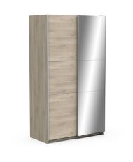 Armoire chêne kronberg - 2 Portes coulissntes + miroir - 116,5 x 59,8 x 203 cm 