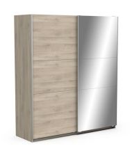 Armoire chêne kronberg - 2 Portes coulissntes + miroir - 178,1 x 59,9 x 203 cm 